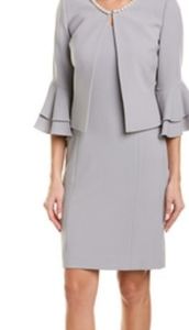 Faux Pearl Trim 2PC Jacket Dress